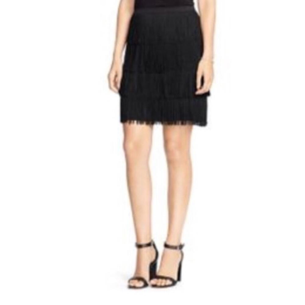 Eliza J Mini Fringe Skirt Black Size 4